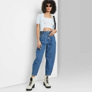 Wild Fable Women's High Rise Balloon Jeans Tappered Pleated